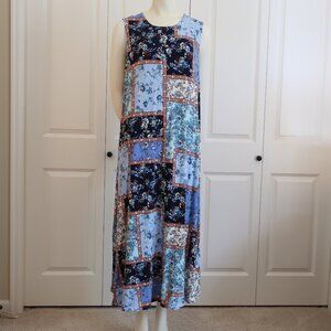 J. Jill Maxi Blue Patchwork Dress XL New With Tags